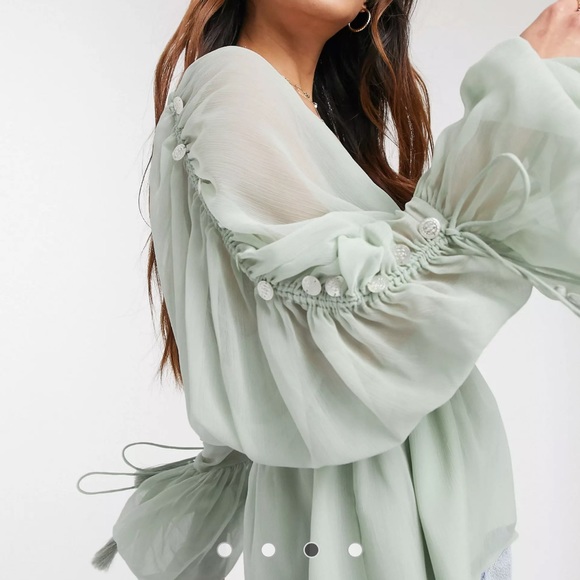 Asos sheer top with ruched sleeve - Picture 4 of 5